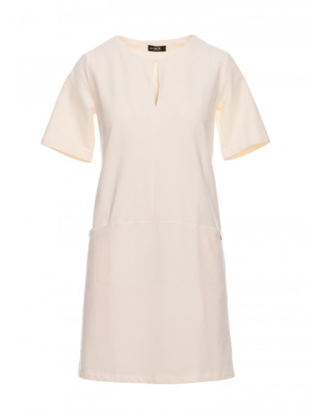 M788 Trapeze dress with front pockets - cream