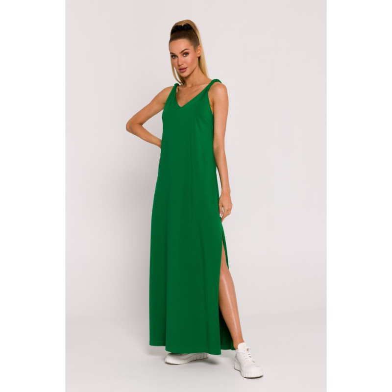 M791 Deep V-neck maxi dress - green