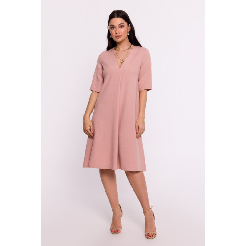 B280 V-neck trapeze dress - pink