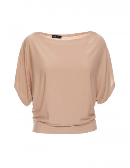 B287 Viscose top with an off-shoulder neckline - cappuccino