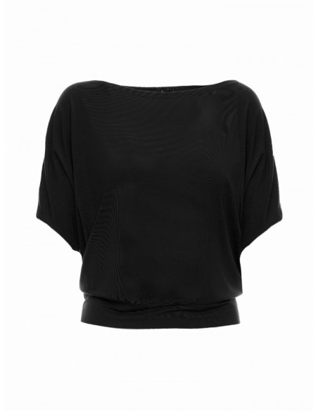 B287 Viscose top with an off-shoulder neckline - black