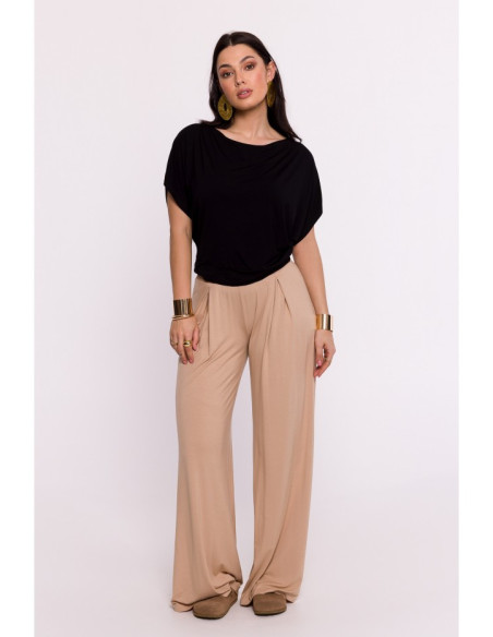 B287 Viscose top with an off-shoulder neckline - black