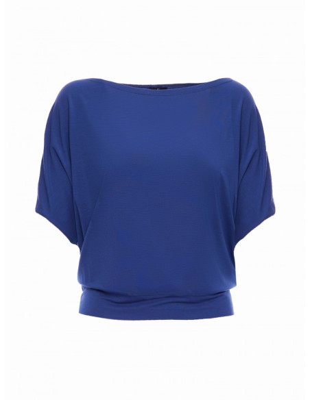 B287 Viscose top with an off-shoulder neckline - blue
