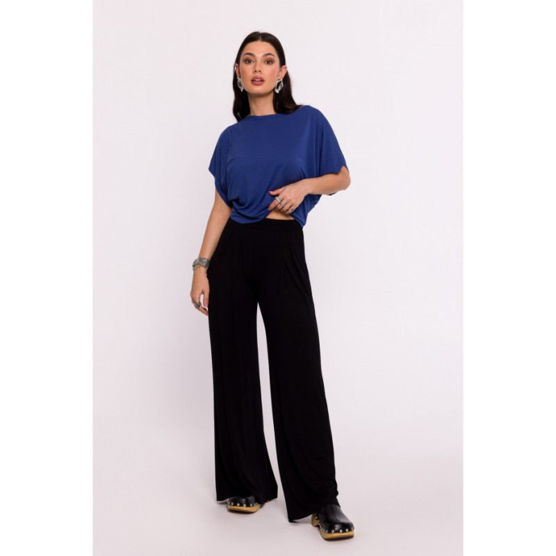 B289 Viscose trousers with elasticated waistband - black
