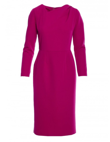 S376 Pieštuko formos suknelė su asimetriška iškirpte - slyvinė