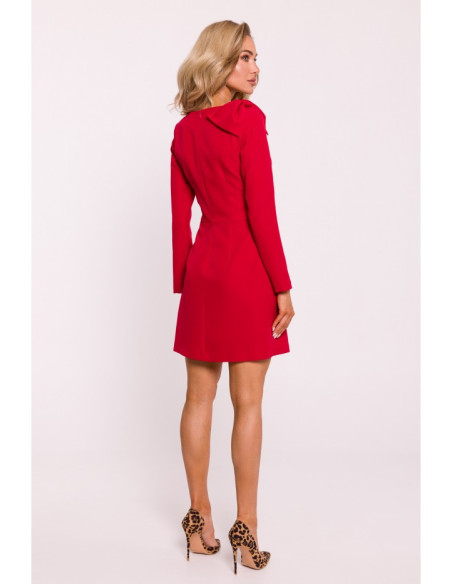 M814 Suknelė su lankeliu ant peties - raudona