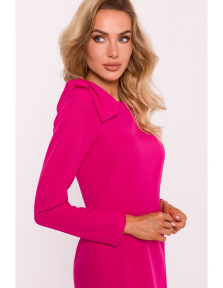 M814 Suknelė su lankeliu ant peties - fuksija