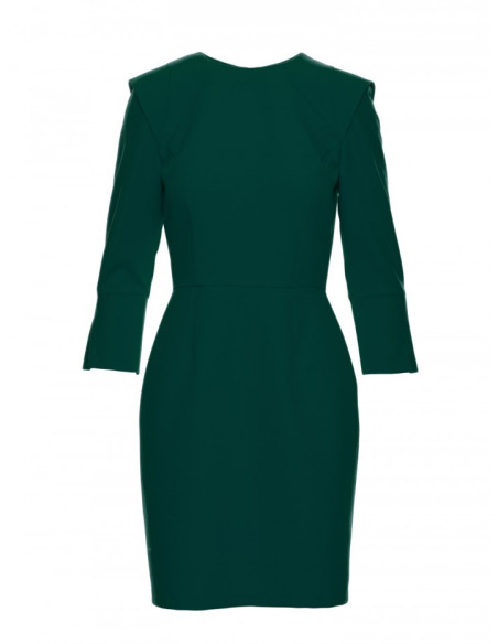 M815 Mini suknelė su dekoratyvinėmis rankovėmis - butelio žalumo