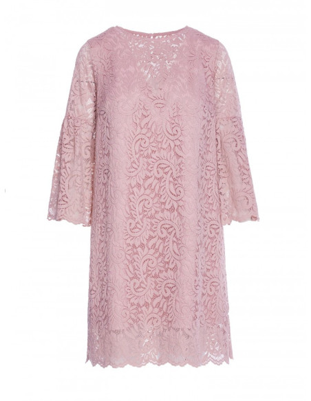 S380 Nėriniuota trapecijos formos suknelė - pudros mėlyna