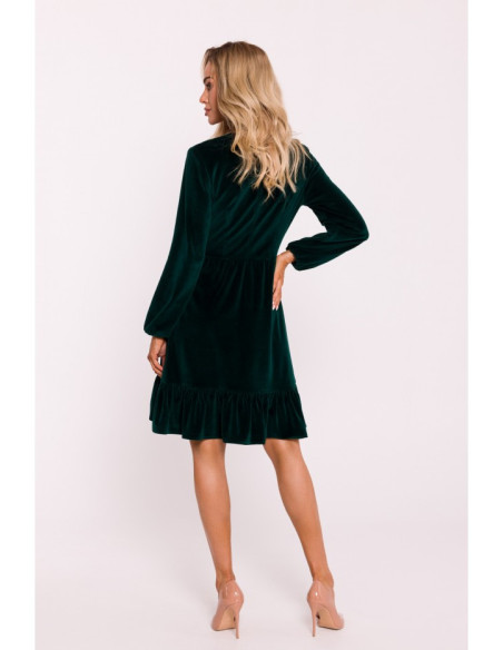 M826 Velūro suknelė su snapeliu - žalia