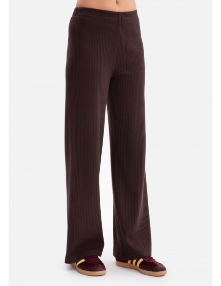 B300 Spodnie z dzianiny prążkowanej - gorzka czekolada