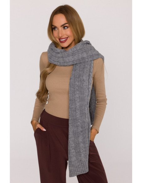 M898 Szal splot warkocz - szary