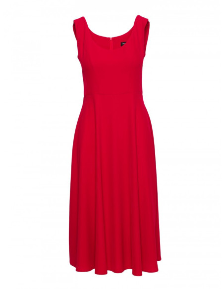 S424 Sukienka rozkloszowana - czerwona