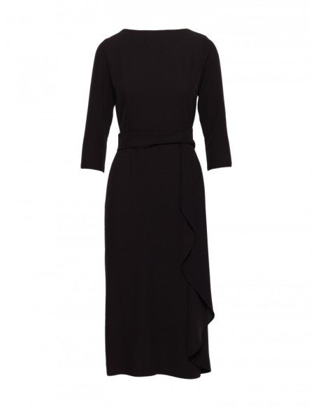 S425 Sukienka z falbaną - czarna