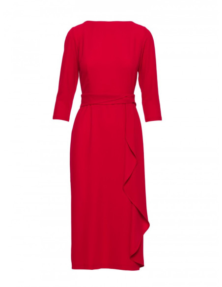 S425 Sukienka z falbaną - raudona
